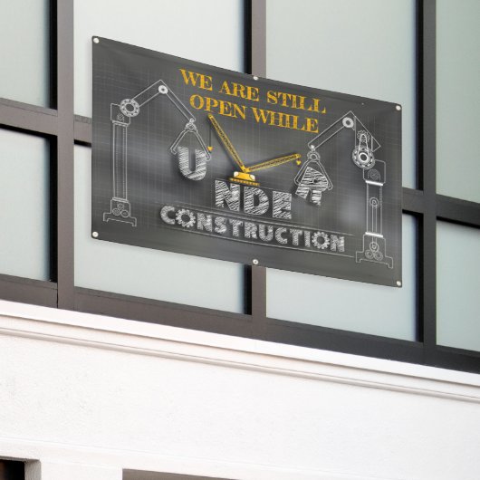 Wir sind noch im Bau. Banner (Äußeres Gebäude)