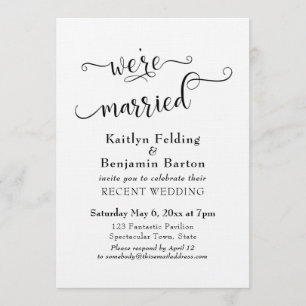 Wir sind nur Verheiratete Typografie-Hochzeitsempf Einladung