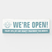 Wir sind offen Beauty-Business aquamarin weiße Log Banner (Horizontal)