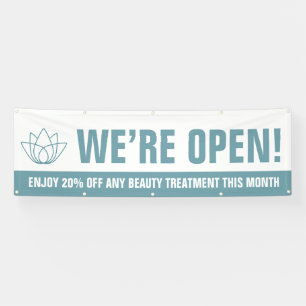 Wir sind offen Beauty-Business aquamarin weiße Log Banner