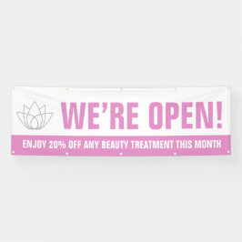Wir sind offen Beauty-Business pink weiß Logo Prom Banner