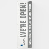 Wir sind offen Business graues Logo und Nachricht Banner (Vertikal)