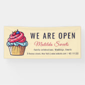 Wir sind offen Niedlich Cupcake Süßigkeiten Desser Banner (Horizontal)
