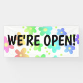 WIR SIND OFFEN! Rainbow Blume Business Banner (Horizontal)