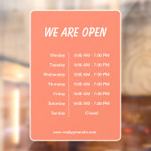 Wir sind offen Stunden Business Time White Script Fensteraufkleber (Blatt 2)