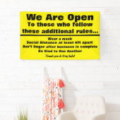 Wir sind offen und haben zusätzliche Regeln Banner (Insitu)