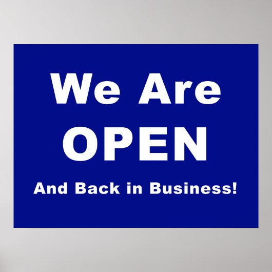 Wir sind offen und zurück im Geschäft Poster (Vorne)