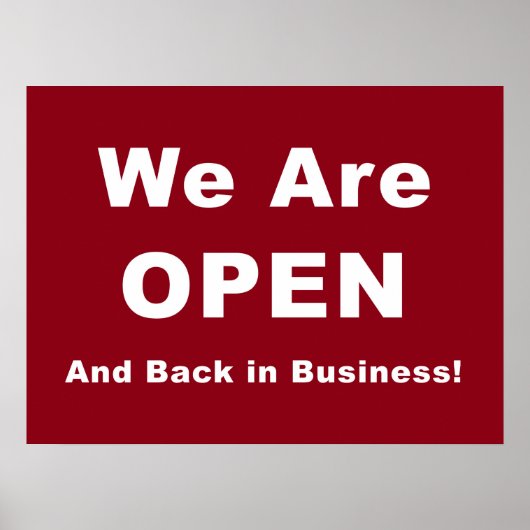 Wir sind offen und zurück im Geschäft Poster (Vorne)