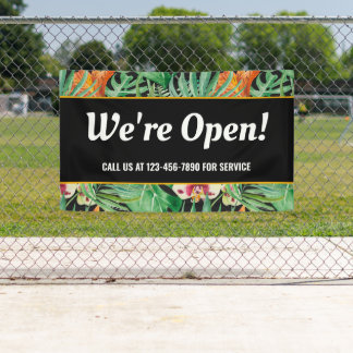 Wir sind Open Business Tropical Floral Banner