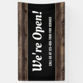 Wir sind Open Business Wood Rustic Banner (Vertikal)