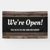 Wir sind Open Business Wood Rustic Banner (Horizontal)