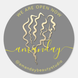 Wir sind Open Gold Logo Grau gelben Namen Haare Sc Runder Aufkleber