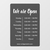 Wir sind Open l Gray Business Openings Stunden Fensteraufkleber (Blatt)