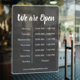 Wir sind Open l Gray Business Openings Stunden Fensteraufkleber