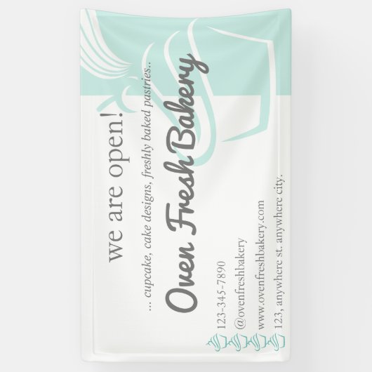 Wir sind Open Minze Green Cupcake Bäckerei Busines Banner (Vertikal)