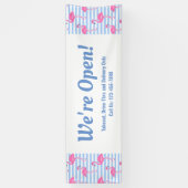 Wir sind Open Retro Flamingos Geschäft Banner (Vertikal)