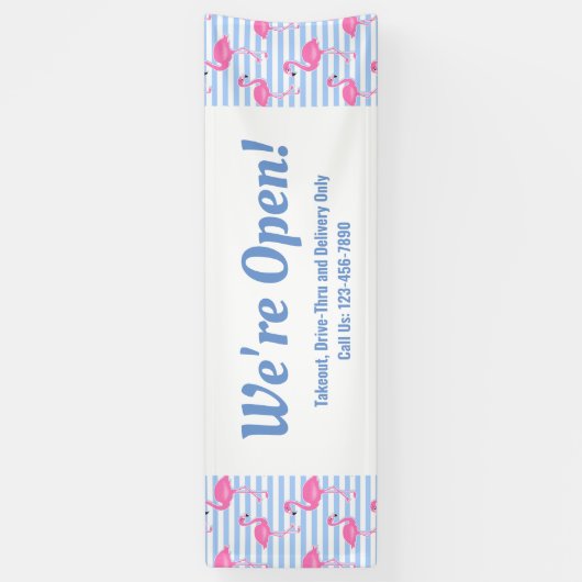 Wir sind Open Retro Flamingos Geschäft Banner (Vertikal)