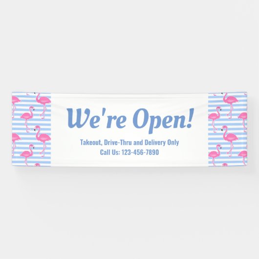 Wir sind Open Retro Flamingos Geschäft Banner (Horizontal)
