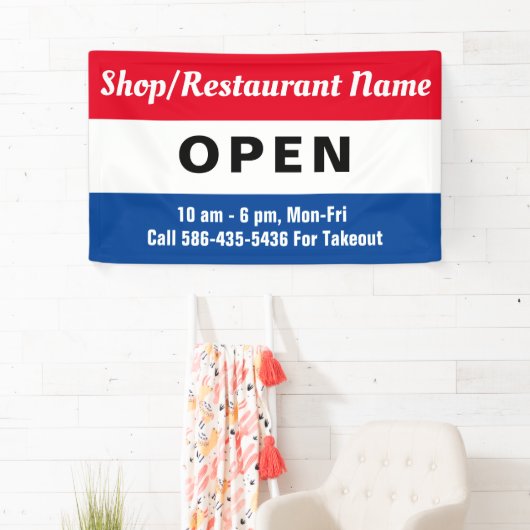 Wir sind Open Sign, Business Name, Stunden Custom Banner (Insitu)
