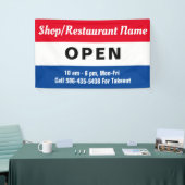 Wir sind Open Sign, Business Name, Stunden Custom Banner (Messeveranstaltung)