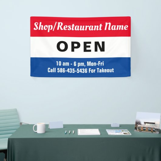 Wir sind Open Sign, Business Name, Stunden Custom Banner (Messeveranstaltung)