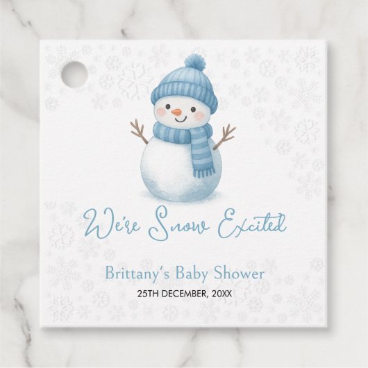 Wir sind schneebegeisterte Snowmen Boy Baby Dusche Geschenkanhänger (Vorderseite)