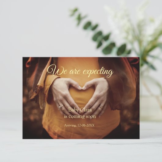 wir sind schwanger, geben Sie den Babynamen Datum  Ankündigung (Stehend Vorderseite)