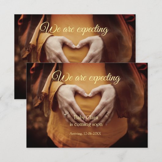 wir sind schwanger, geben Sie den Babynamen Datum  Ankündigung (Vorne/Hinten)