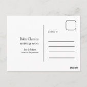 wir sind schwanger, geben Sie den Babynamen Datum  Postkarte (Rückseite)