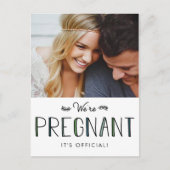 Wir sind schwanger | Schwangerschaftsankündigung Ankündigungspostkarte (Vorderseite)