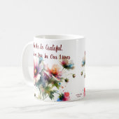 Wir sind so dankbar Blumendesign Kaffeetasse (Vorderseite Links)