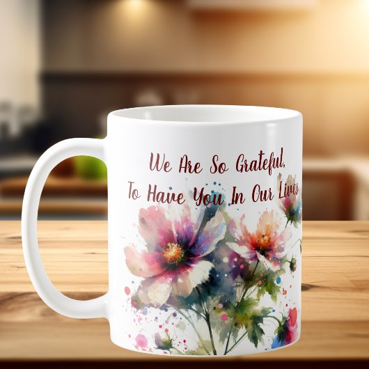 Wir sind so dankbar Blumendesign Kaffeetasse