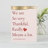 Wir sind so dankbar. Wirklich. Das bedeutet viel. Dankeskarte (Stehend Vorderseite)