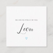 Wir sind so stolz auf Sie, mit blauer Diamantenkar Begleitkarte (Vorderseite)
