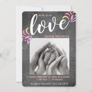 Wir sind so verliebt Schultafel Foto Baby Mädchen  Ankündigung