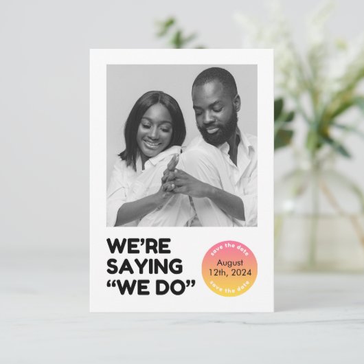 WIR SIND SPRICHWORT, WIR MACHEN SAVE THE DATE KART EINLADUNG (Stehend Vorderseite)