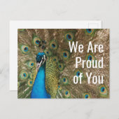 "Wir sind stolz auf dich" Schönes Pfauenspiel-Foto Postkarte (Vorne/Hinten)