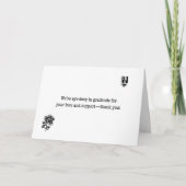 Wir sind tief in Dankbarkeit Hochzeit. Dankeskarte (Vorderseite)