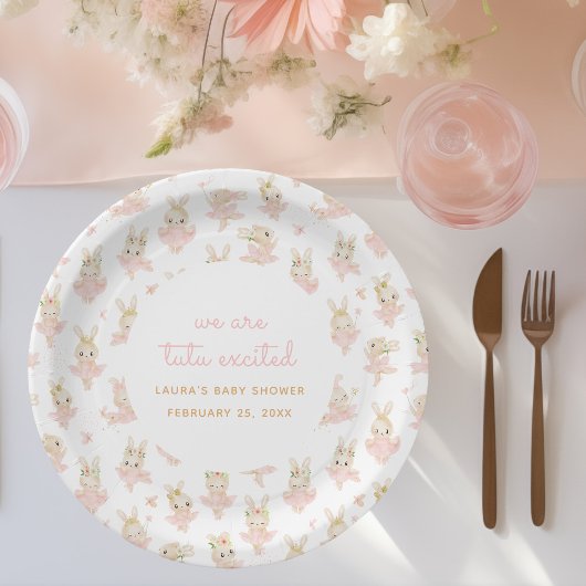 wir sind tutu aufgeregt ballerina pink Baby Dusche Pappteller