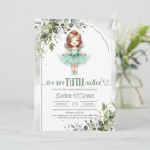 Wir sind tutu aufgeregt Tutu Grün und Gold Einladung (Stehend Vorderseite)