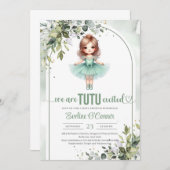 Wir sind tutu aufgeregt Tutu Grün und Gold Einladung (Vorne/Hinten)