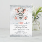 Wir sind Tutu aufgeregte Ballerina Elephant Babydu Einladung (Stehend Vorderseite)