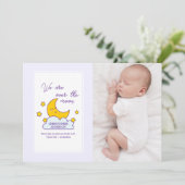 Wir sind über dem Mond 2 Foto Geburtsankündigung Ankündigung (Stehend Vorderseite)