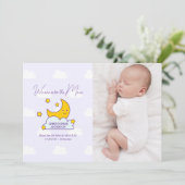 Wir sind über dem Mond 2 Foto Geburtsankündigung Ankündigung (Stehend Vorderseite)