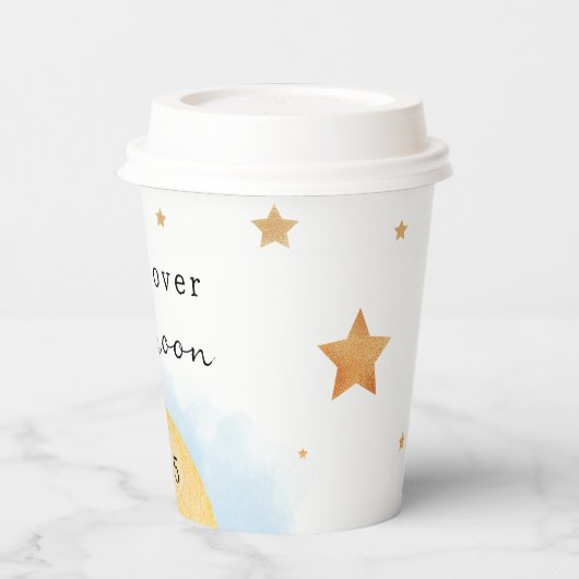 "Wir sind über dem Mond" Baby-Duschpapiertasse Pappbecher (Links)