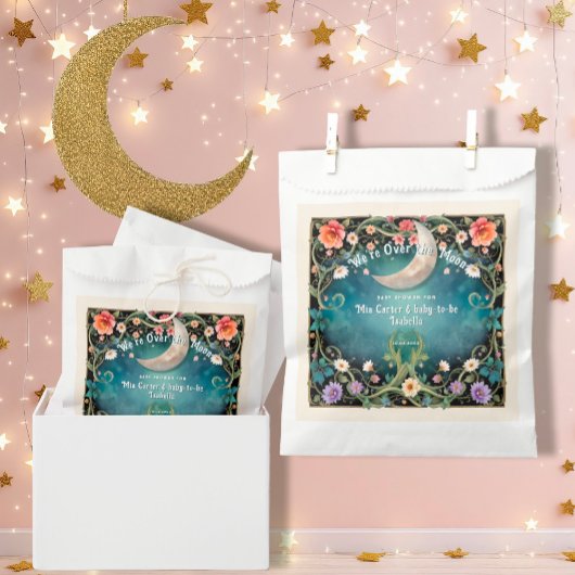 Wir sind über dem Mond, die Pink Floral Girl Babyd Geschenktütchen