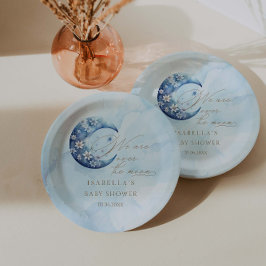 Wir sind über dem Mond und haben eine Babydusche Pappteller