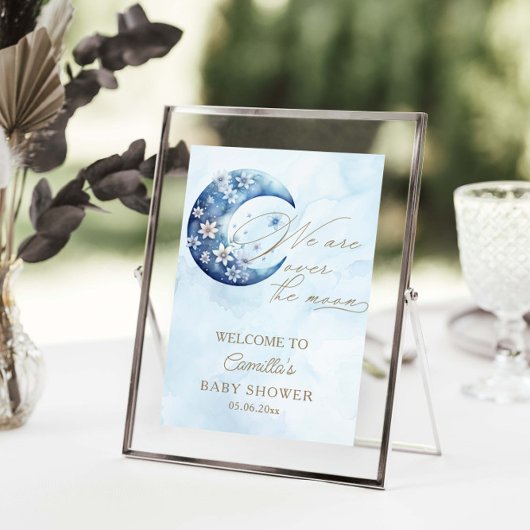 Wir sind über dem Mond und haben eine Babydusche Poster