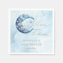 Wir sind über dem Mond und haben eine Babydusche Serviette