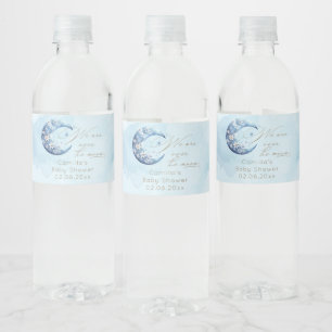Wir sind über dem Mond und haben eine Babydusche Wasserflaschenetikett